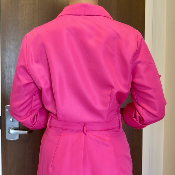 Barbie Pink Double Breasted Button Jumpsuit w/belt loops & hidden zipper - Picture 10 of 10